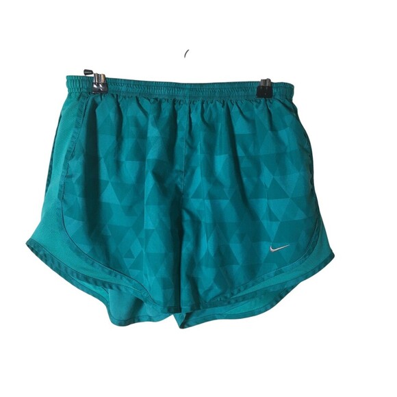 Nike Running Shorts Women's Size Medium Cyan Blue Dri Fit Geometric Stretch - Picture 1 of 6